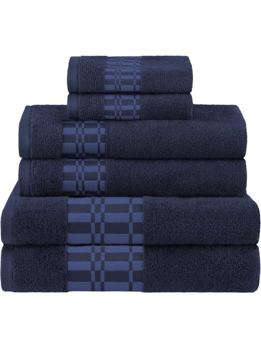 Plush 6-Piece Cotton Towel Set, Quick-Dry, Geometric Design, Spa & Bathroom
